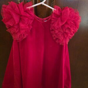 Holiday dress girls - crushed red velvet